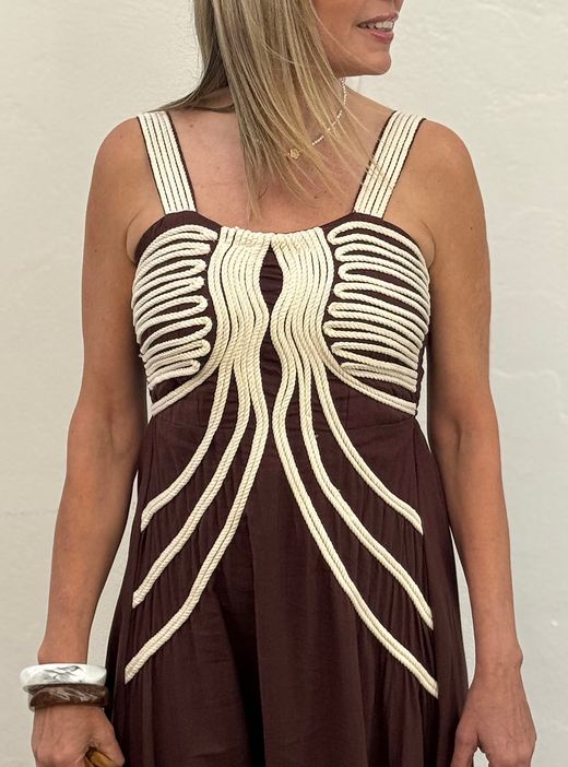Vestido macramé Elda marrón