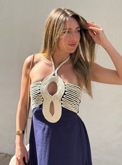 Vestido macramé Jávea azul