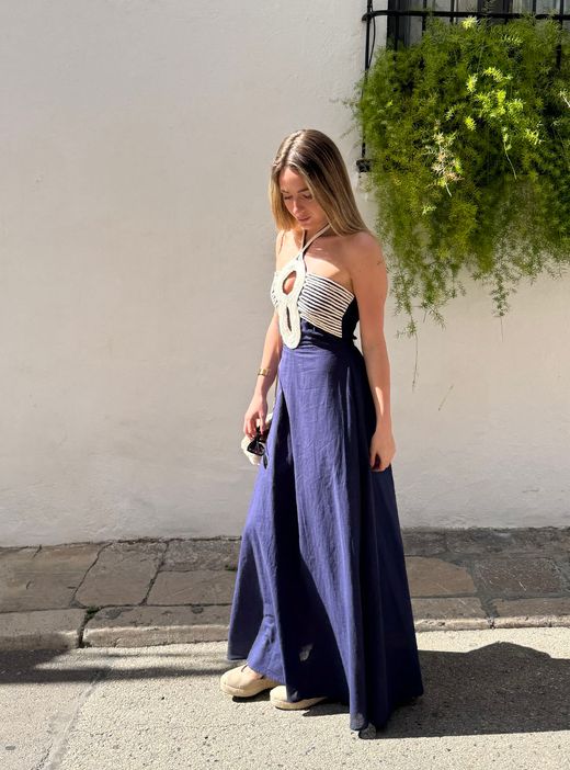 Vestido macramé Jávea azul