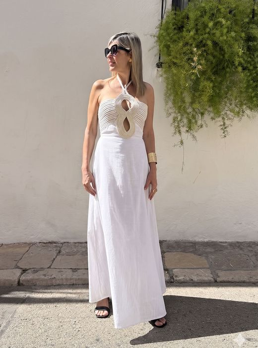 Vestido macramé Jávea blanco