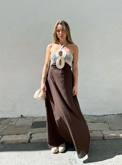 Vestido macramé Jávea marrón chocolate