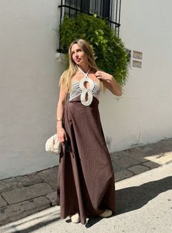 Vestido macramé Jávea marrón chocolate