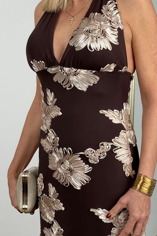 Vestido Magnolia marrón-beige