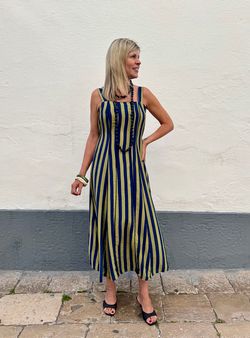 Vestido midi Florencia kaki-marino