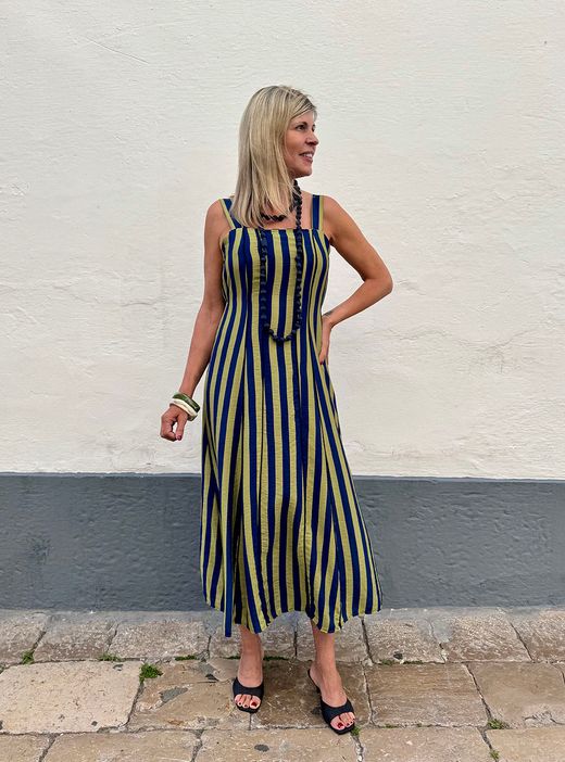 Vestido midi Florencia kaki-marino