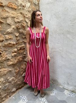Vestido midi Florencia rosa-rojo