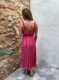 Vestido midi Florencia rosa-rojo