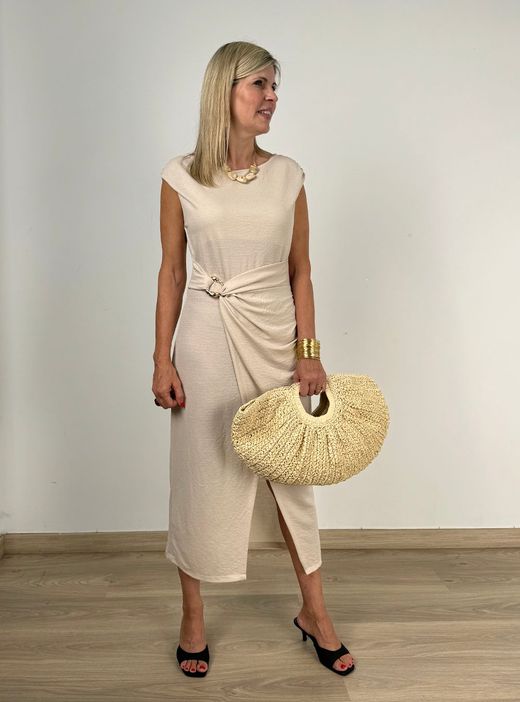 Vestido Midi Llanes beige