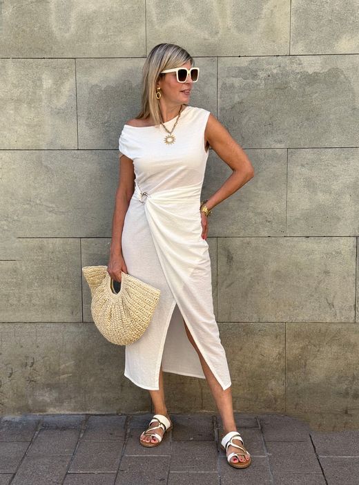 Vestido Midi Llanes blanco