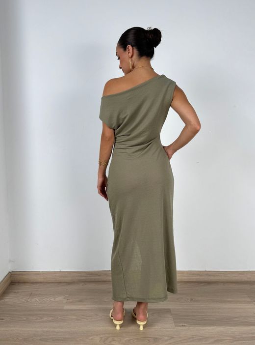 Vestido Midi Llanes kaki