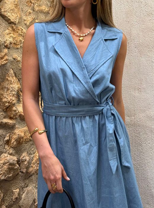Vestido midi Napoli azul denim