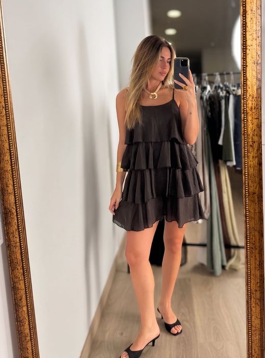 Vestido Minivolantes marrón