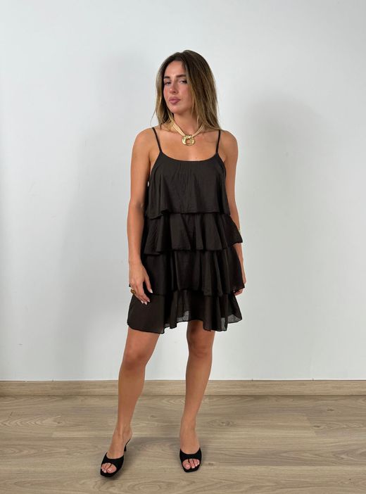 Vestido Minivolantes marrón