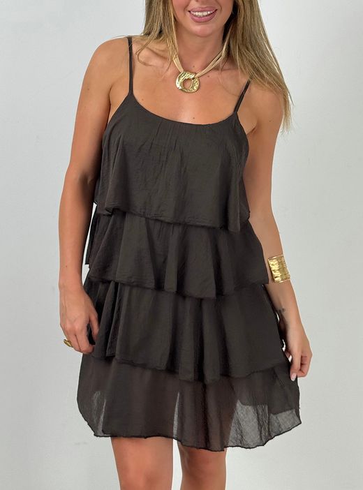 Vestido Minivolantes marrón