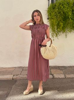 Vestido nido rayas marrón rosa
