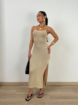 Vestido punto lúrex dorado