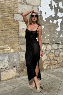 Vestido punto lúrex negro