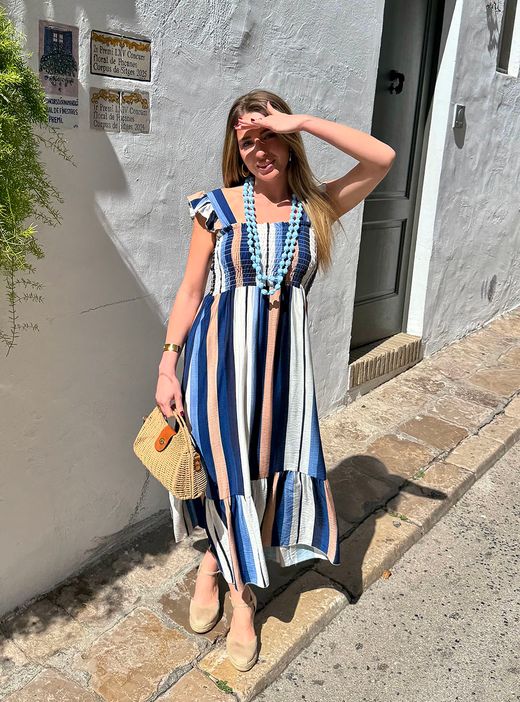 Vestido Inca marino-blanco