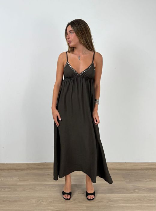 Vestido tachuelas marrón