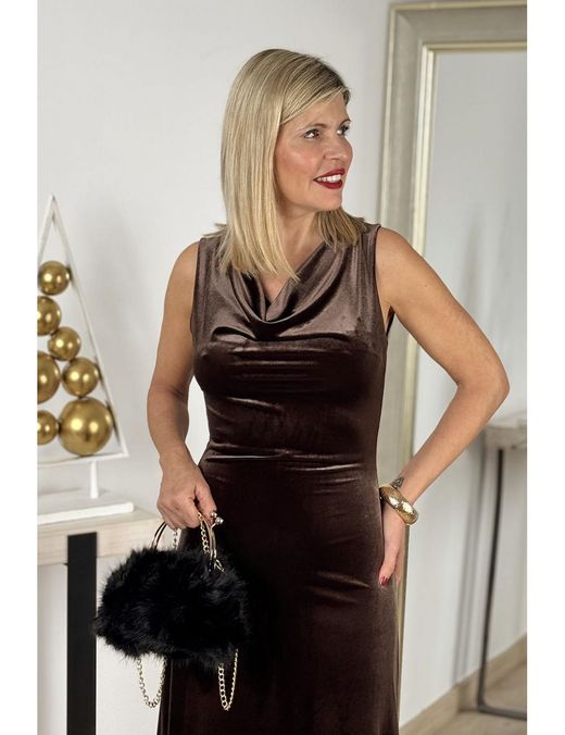 Vestido terciopelo marrón