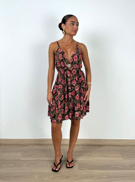 Vestido Vera marrón-rosa