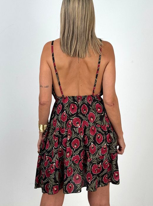 Vestido Vera negro-rojo