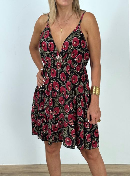 Vestido Vera negro-rojo